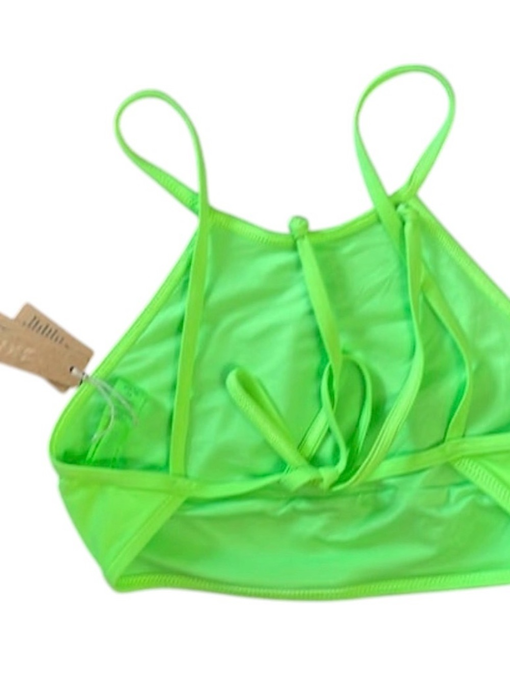 SKIMS Neon Green Recycled Swim High
Neck Bikini Top Size M NWT - Picture 3 of 4